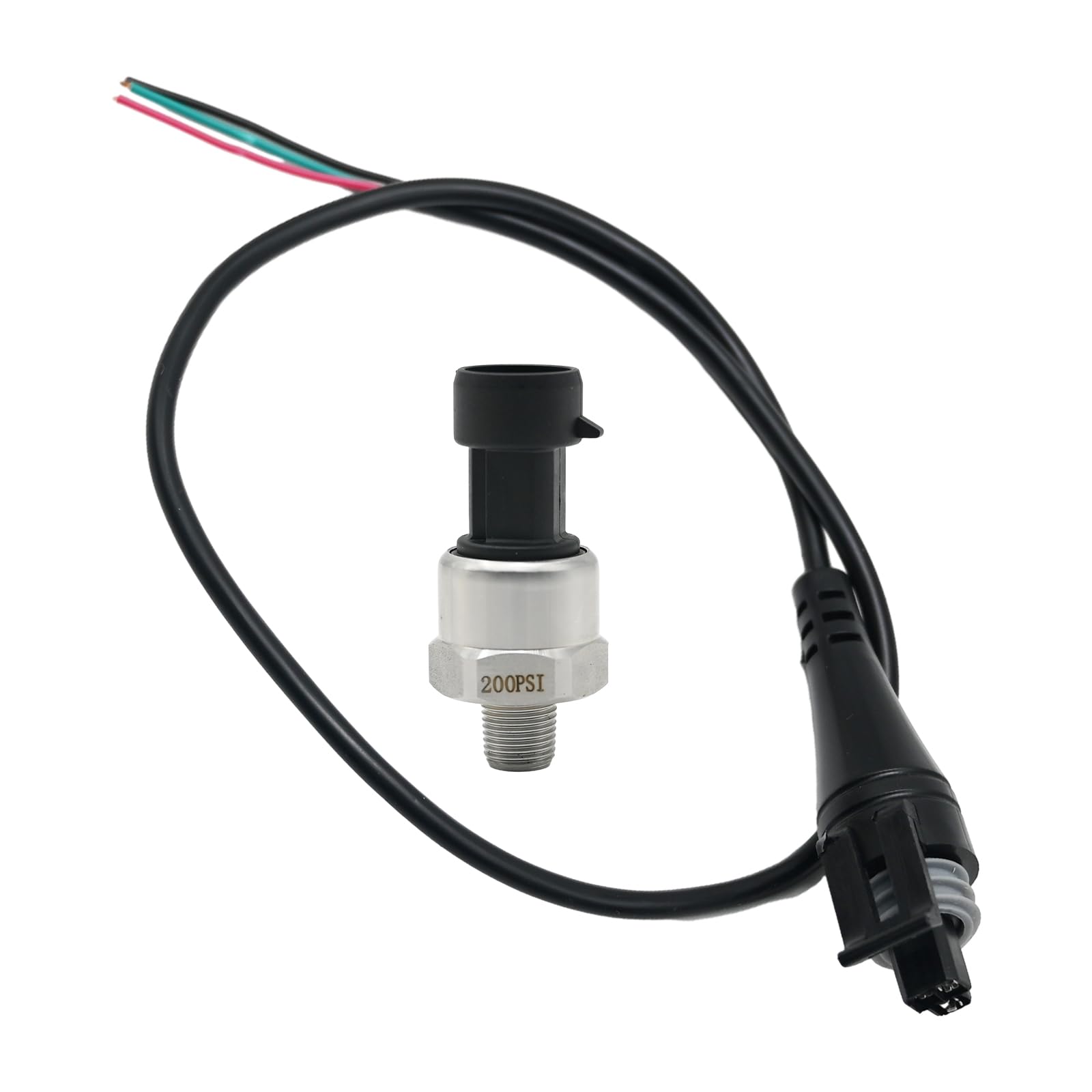 DUZFOREI 200 Psi Pressure Transducer Sender Sensor with Connector 1/8”-27 NPT Thread Stainless Steel Fuel Pressure Sensors Replacement for Oil Fuel