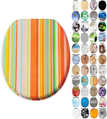 Sanilo Soft Close Toilet Seat, Wide Choice of New Toilet Seats, Stable Hinges, Easy to Mount (Starstripes)