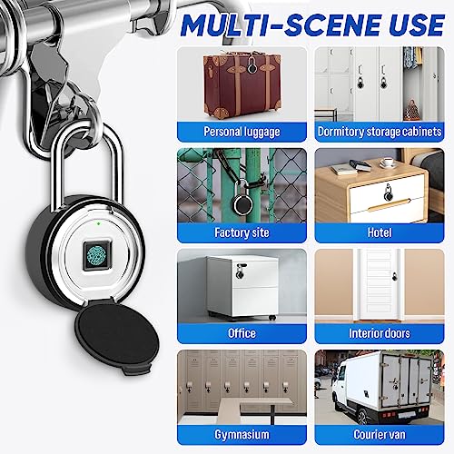 Image of Fingerprint Padlock with Case, Smart Keyless Bluetooth Lock APP /Fingerprint Unlock Anti-Theft Padlock Door Luggage Case Lock for Android iOS Suitable for Gym, Backpack, School, etc, Type-c Charging