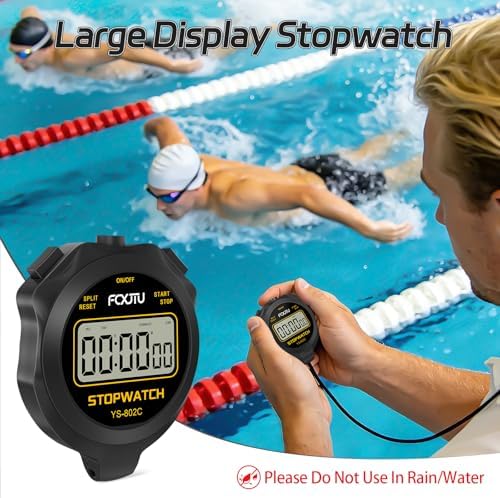 FCXJTU Simple Digital Sports Stopwatch, No Bells, No Clock, No Alarm, Simple Basic Operation, Silent, ON/Off, Pure Stopwatch for Swimming Running Training Kids Coaches Referees Teachers - 4