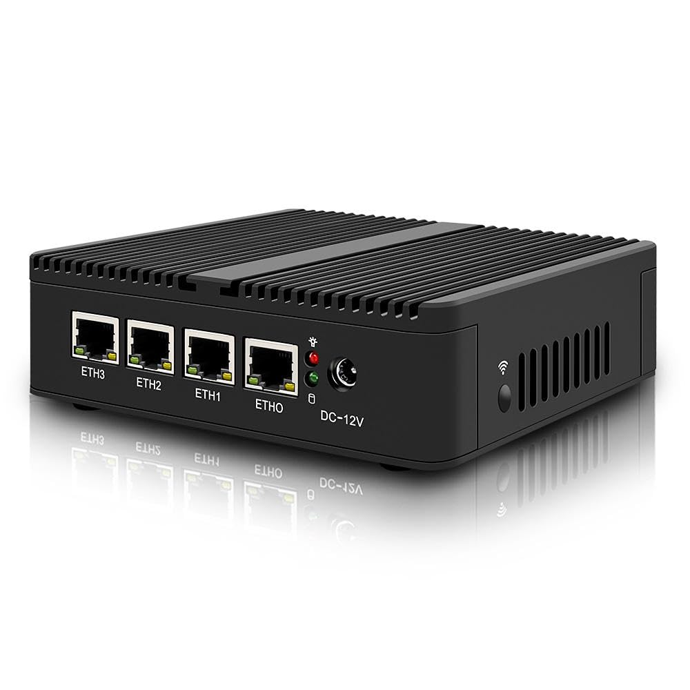 Micro-Firewall-Gerät, 2,5 G, lüfterlos, j5005 4xi226-V RJ45 Desktop | Firewall-Gerät AES-NI ESXi geeignet für pfSense Mini-PC, VGA, HDMI