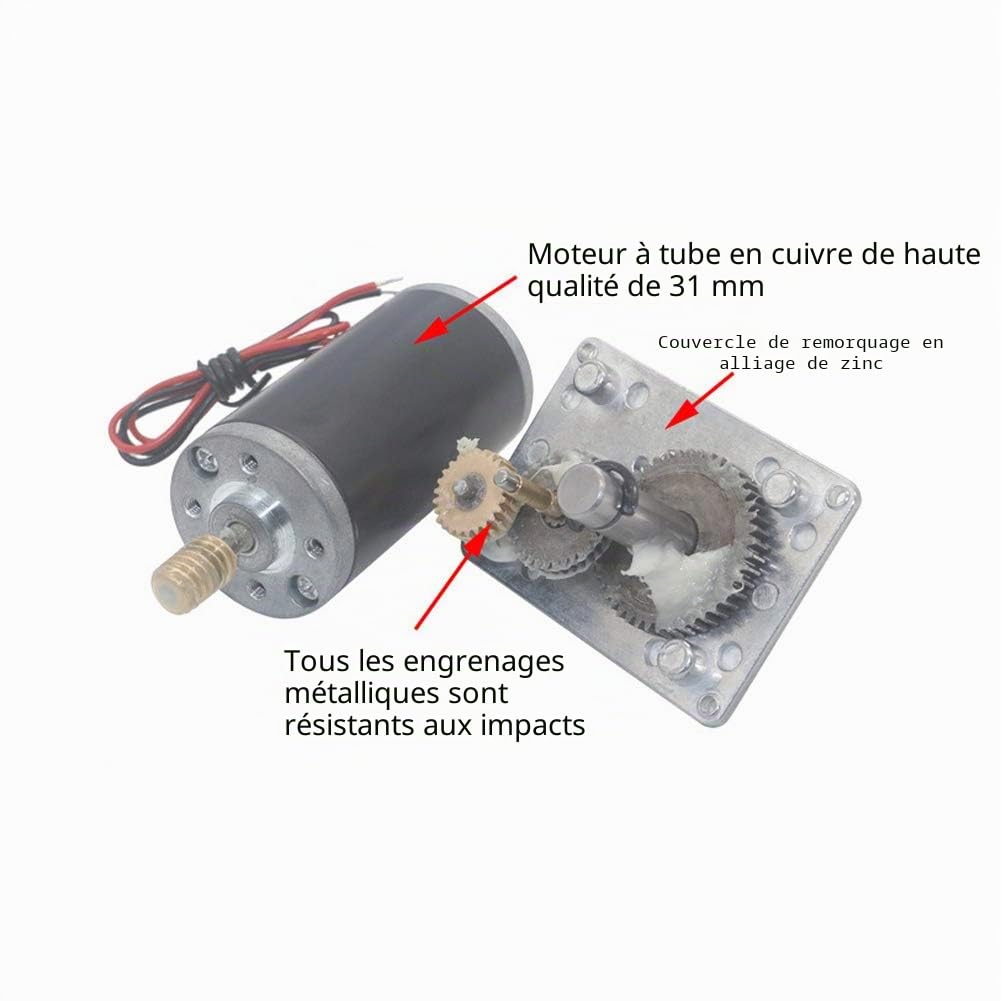 Moteur Réducteur 24V 5RPM à Engrenage Vis sans Fin Réversible Arbre 8mm pour Portail Automatique et Levage