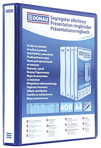 DONAU 2788304PL-10 Präsentationsringbuch Präsentationsordner Ringbuch Präsentation/Blau / 4-D-Ring-Mechanik-Mechanik DIN A4 Füllhöhe 30 mm/mit Taschen/ 1 Stück