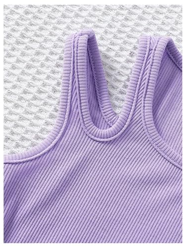 Image of OYOANGLE Toddler Girl's 4 Pack Ribbed Knit Crop Tank Tops Set One Shoulder Summer Camisole
