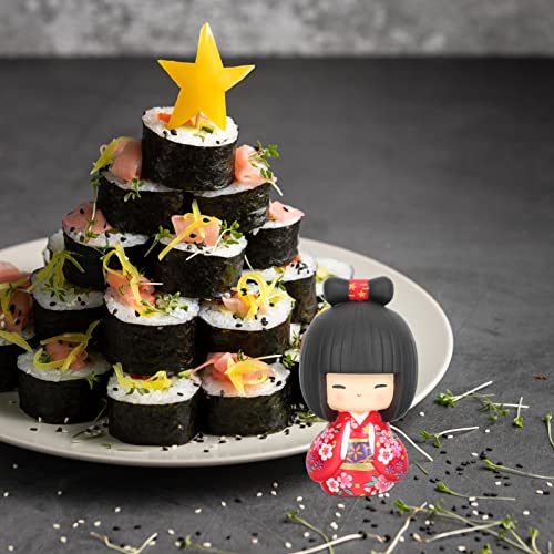 Angoily Japanese Kokeshi Doll Girl In Kimono Collectible Figurines Traditional Crafts Oriental Geisha Statue Gift For Office Bar Home Party Table Decoration Red #TOP3