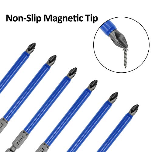 Amgiimor 10Pcs Magnetic Phillips Screwdriver Bits Set 3.5 Inch, 2 Non-Slip Cross Head Electric Screwdriver Bits Set 1/4