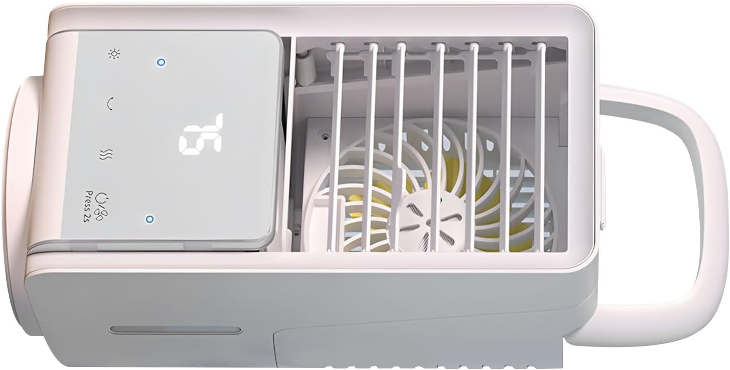 Compact Climate Control Unit with Cooling Technology 120 Degree Motion and Rechargeable Battery Quiet Oscillating Desk Fan