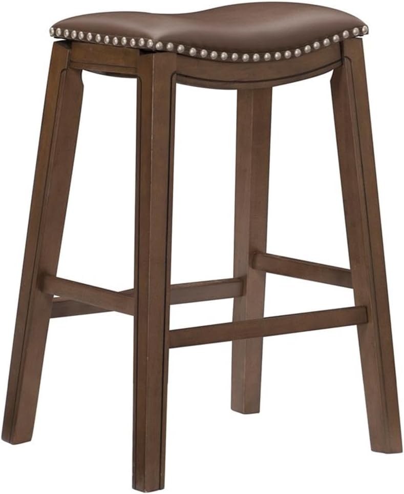 Homelegance Ordway Saddle Seat Bar Height Stool, 30"SH, Brown