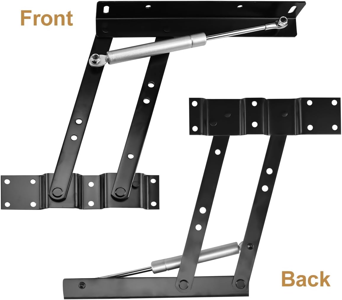 1 Pair Pneumatic Spring Lift Mechanism for Coffee Tables Multi-Functional Folding Lifting Frame Heavy Duty Adjustable Furniture Brackets Table Height Adjuster Kit
