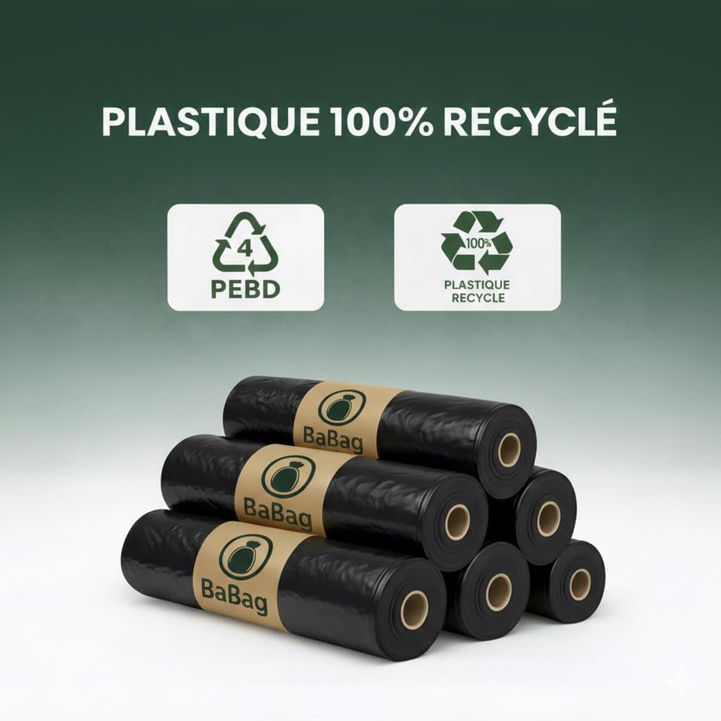 BaBag | Sac Poubelle Conteneur 2 Roues 240 L x 100 | Épaisseur 30 Microns | Housse de Protection Professionnelle Noire | Étanche & Anti-Odeur | 600x1300x580 mm | Sac 100% Recyclé | Lot de 100 Sacs