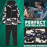 Get Trend Fortnite Onesie for Boys Teens 7-16 Years, Hooded Fleece Jumpsuit Pyjamas, Cosy PJs Loungewear, Gamer Gifts for Boys (13-14 Years, Black Camo Fortnite) - Image 4