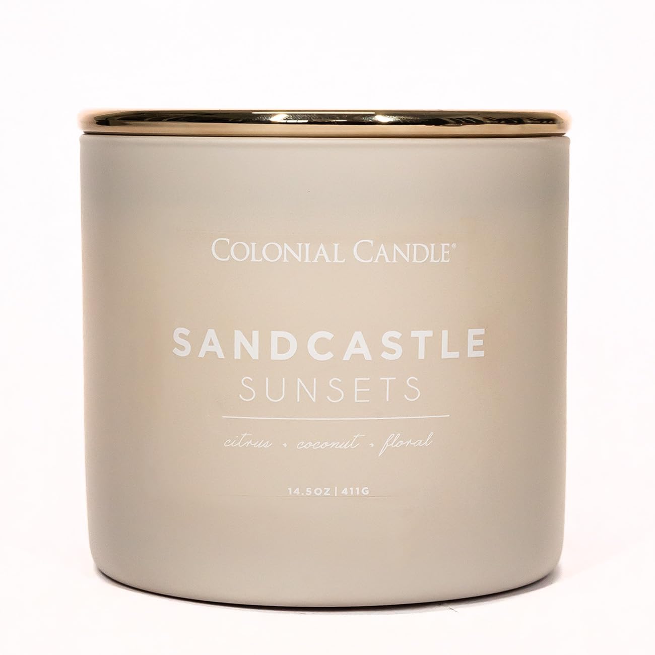 Colonial Candle Sandcastle Sunset Scented Jar Candle, Pop of Color Collection, 3 Wick, Green, 14.5 oz - Up to 60 Hours Burn