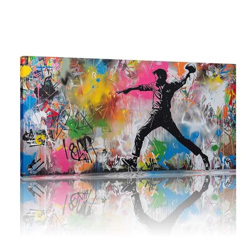 Toile d'art mural Banksy grand format avec châssis en bois de haute qualité