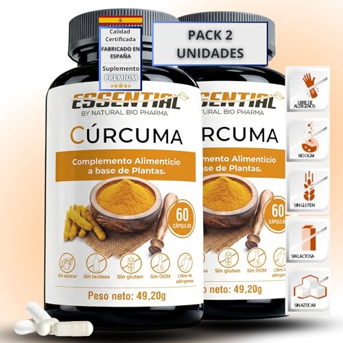 Cúrcuma con Pimienta Negra en Cápsulas. Antiinflamatorio y Antioxidante Potente para tus Articulaciones. Suplemento 100% Natural. 120 Cáps Veganas