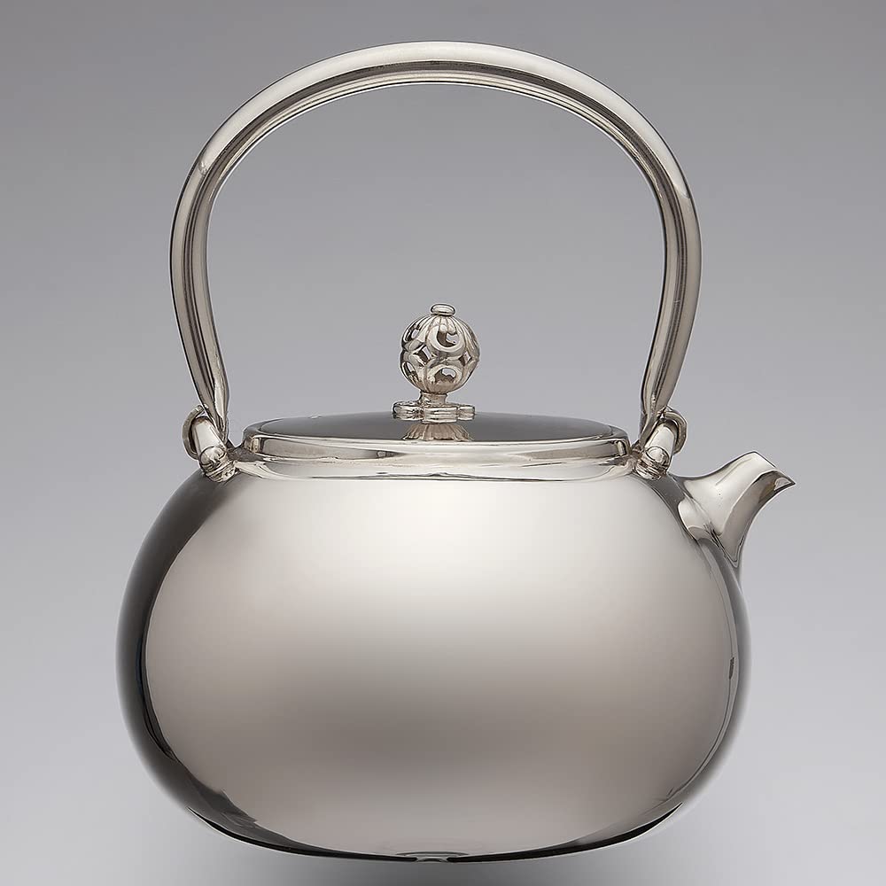 Amazon | 日本製 松本堂 純銀製 湯沸し 800ml 口打出平丸形模様 純銀