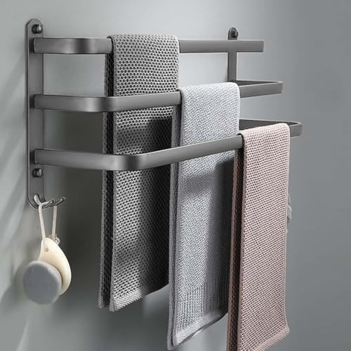 60CM Handtuchhalter Ohne Bohren, Grau, Bad, Wand, Zubehör Set, Küche