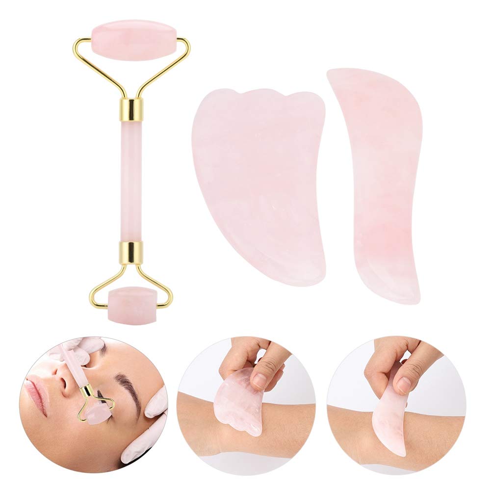 Gua Sha Normal Jade Roller for Face and Scratching Massage Tool, 3 Pieces   Set Rejuvenates the Neck Eye Beauty Roller for Slimming and Firming :  Amazon.com.be: Health & Personal Care