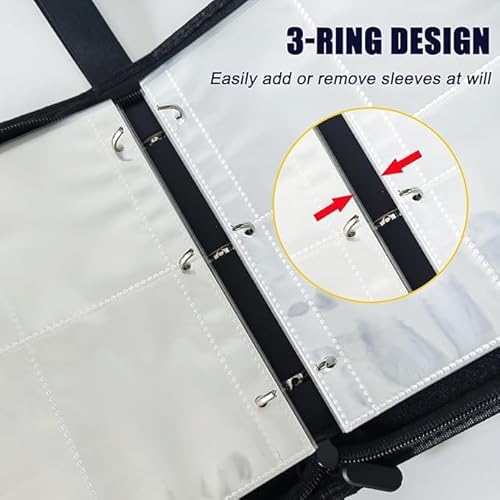 CasRmia Trading Card Binder 400 Pockets Card Holder High Capacity Card Organizer Case for Collectible Cards - Zippered Holder Album collection Binder Album Book (Black)