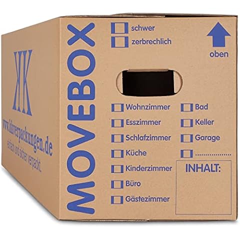 10 x Umzugskartons Movebox 2-wellig doppelter Boden in Profi Qualität 634 x 290 x 326 mm Cover