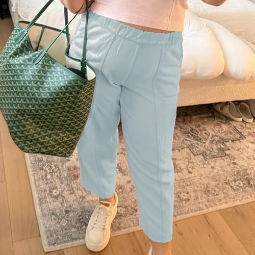 Ainangua Womens Baggy Barrel Wide Leg Sweatpants Casual Mid Rise Elastic Waisted Palazzo Harem Pants with Pockets3