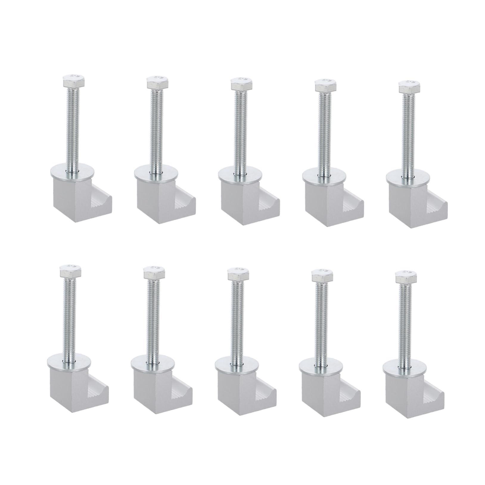 HAPINARY 10pcs Silver Aluminum J Hook Clamps Aluminum Mounting Clamps For Pickup Truck Tool Box Mount Tie Downs J Hook Crossover Tool Box Pickup