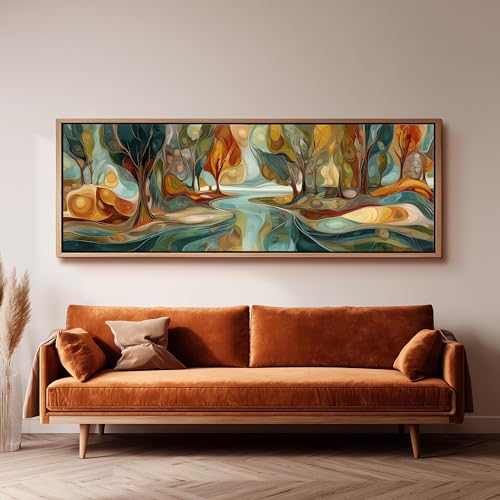 Paysage de rivière d'automne tableau mural pour mur vide