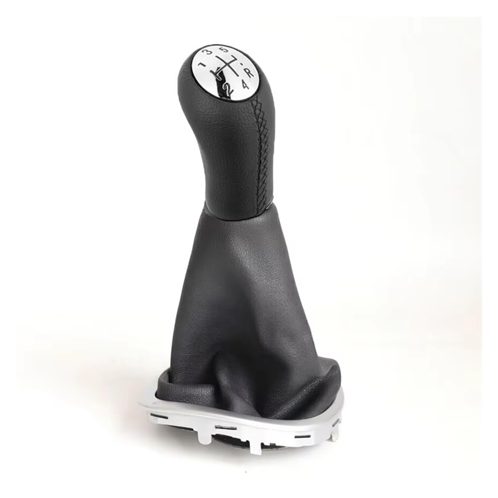 OUVECR Car Shift Gear Knob Handle for Clio 3 III Manual 5 Speed Leather Gear Shift Knob Stick Gaiter Gear Shift Cover