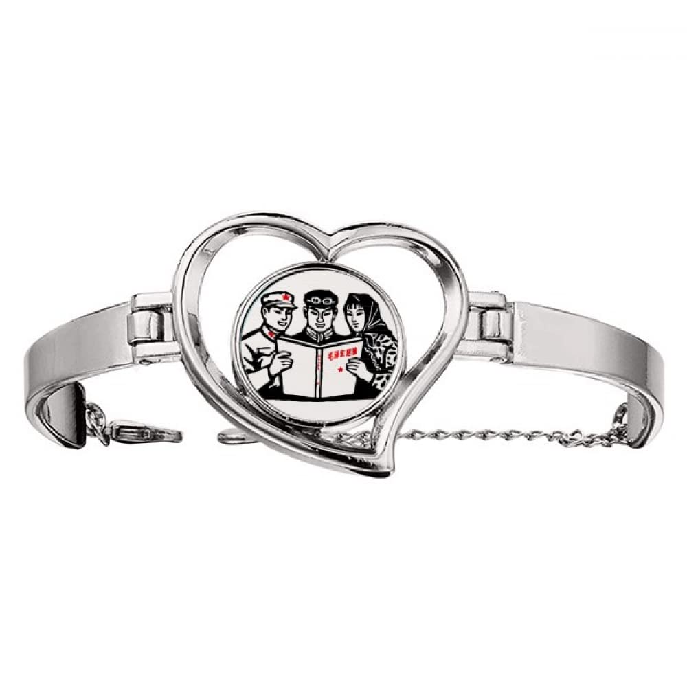 Mao Ze Anthology Chinese Soldier Bracelet Heart Jewelry Wire Bangle