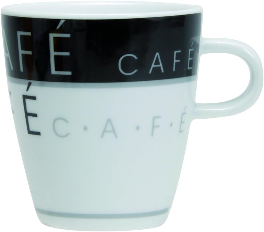 Quid Toffee 5084476 Porcelain Coffee Mugs (Set of 6) - 200 ml - Black/White
