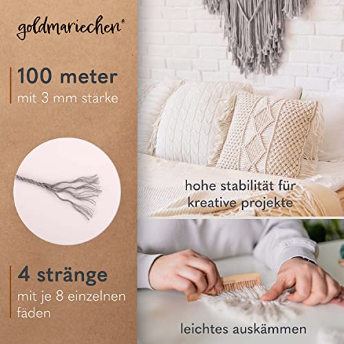 Goldmariechen Premium Makramee-Garn 3mm 100m Grau – Bild 5