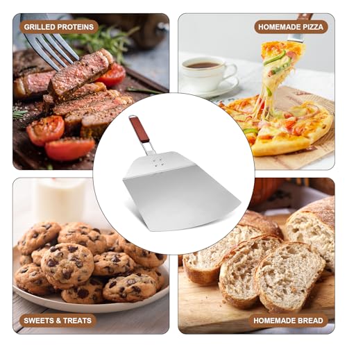 CheurYae Folding Pizza Peel – Stainless Steel Spatula with Collapsible Wooden Handle, 12-Inch Pizza Paddle for Homemade Pizza & Pastries - Image 7