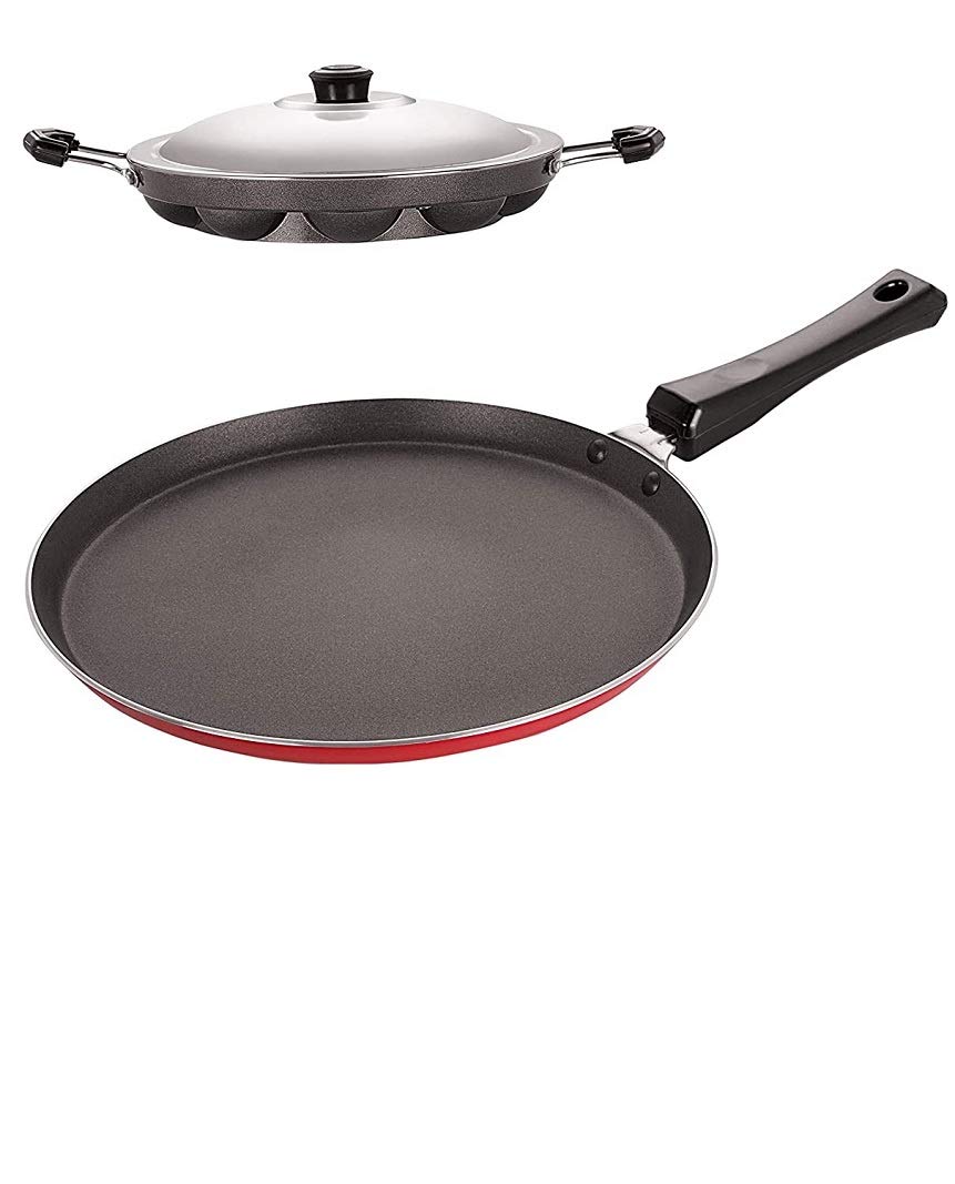 SEREE Combo 2Pcs Set of Crispy Dosa & Appam pan,Paniarakkal Pan,Paddu Maker,Ponganal Maker,paniyaram Pan, Cookware Set Cookware Set