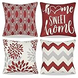 cojines modernos para sofas rojos Decoración del hogar perfecta: las cubiertas de almohadas cuadradas son perfectas para decorar su habitación de una manera simple y de moda. Adecuado para sus habitaciones, salones, salas de estar, oficinas, automóviles y áreas de espera para los visitantes también. Diseños que seguramente harán que su familia recuerde el hermoso momento que comparte con ellos