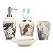 FORLONG FL3014 Sea Turtle Seahorse Sea Coral Starfish Ceramic Bathroom Accessories Set of 4:1 Gargle Cups,1 Toothbrush Holders,1 Soap Dishes,1 Soap Dispenser