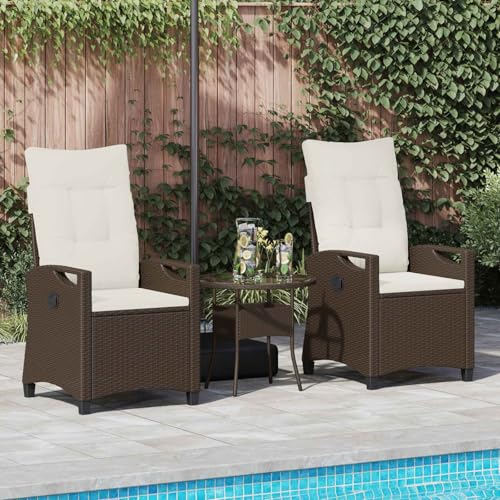 Chaise de jardin pliante marron réglable avec dossier rembourré confortable