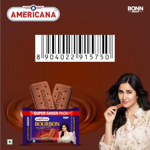 Image of Americana Premium Bourbon Chocolate Sandwich Biscuits, 500g x 2 Packet = 1kg - Rich Creamy Filling, Crispy Cocoa Biscuits, Vegetarian Tea Time Snack