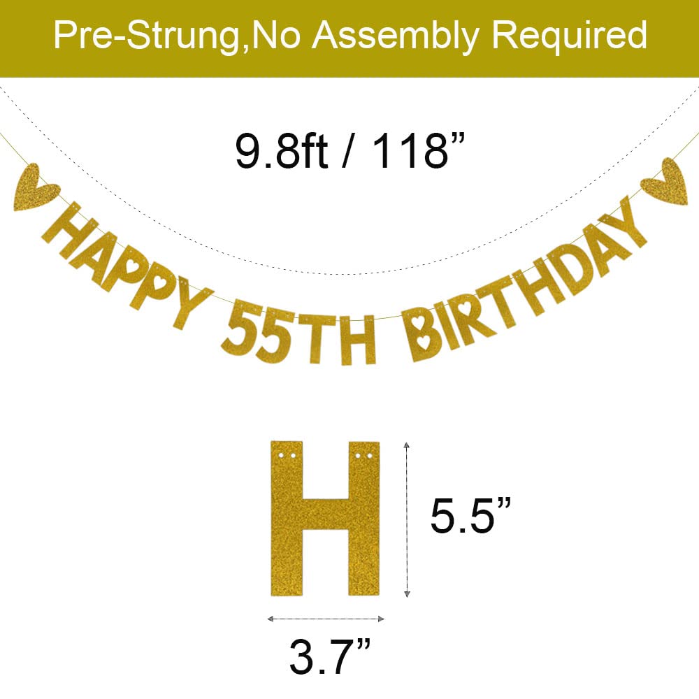 "Holy , You're 55!" Gold Glitter Birthday Banner - 55th Birthday Party Decorations