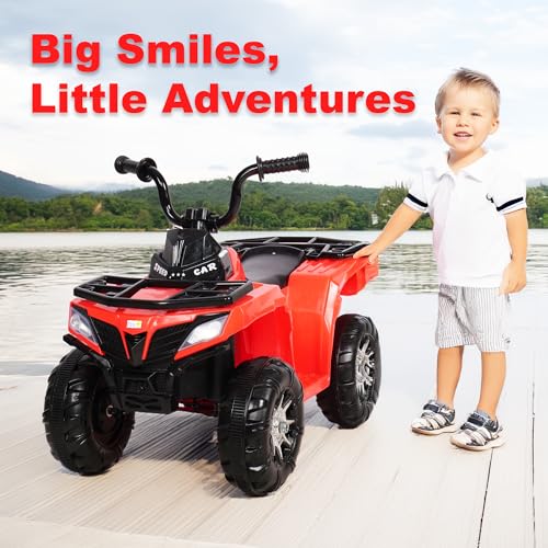 Image of Little Rides ATV Battery Operated Electric Bike for Kids | Rechargeable Ride on Baby Big Bikes with Light, USB & Music | Beach ATV Bike | Electric Bike for Kids 2 to 5 Year Boys Girls (Red)