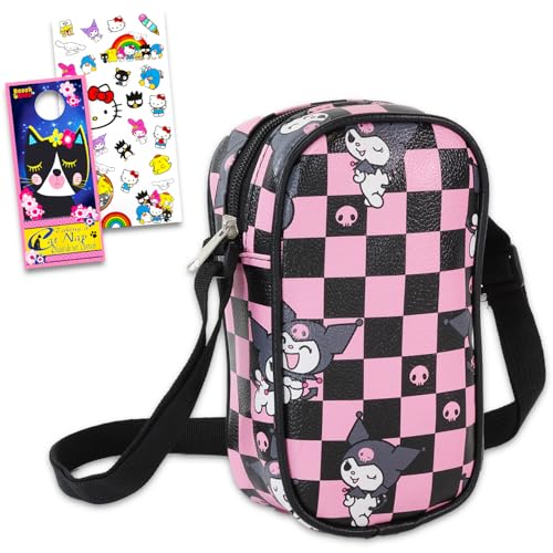 Hello Kitty Kuromi Crossbody Bag- Handbag Bundle with Kuromi Crossbody Bag Plus Stickers, and More | Hello Kitty Accessories