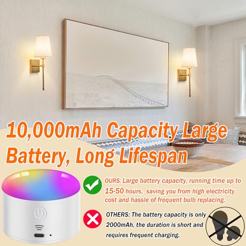 Image of Battery Operated Wall Sconce Light Set Of Two, Battery Operated Sconces Wall Lighting Indoor Wireless Wall Sconce With Remote Control, Dimmable Battery Wall Lamp With 3CCT Bulb For Bedroom Living Room