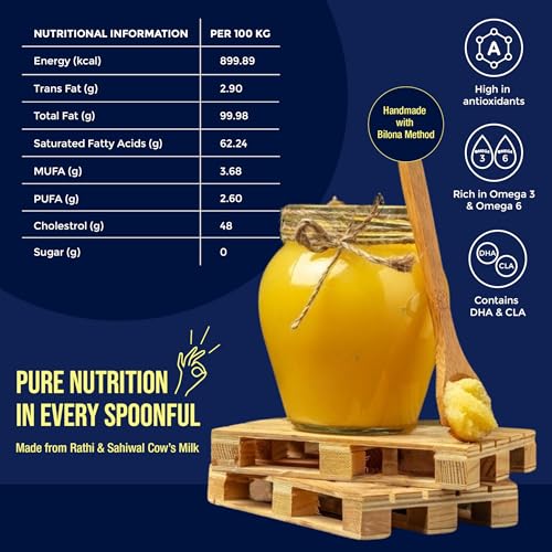 Image of Pure Whites A2 Cow Ghee 1L | Traditional Bilona Method | Homemade Organic Fresh Ghee Cow Milk | Danedar Texture & Rich Aroma | Lactose Free, Pure, Natural & Healthy | Rich in Omega 3 and 6
