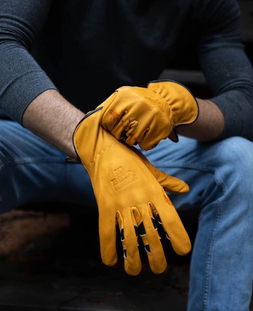 Bear Knuckles Regular Duty Cowhide Leather Work Gloves | Patented Pre-Curved Finger Design