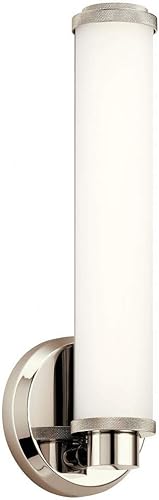 Miniatura 4 de Kichler Indeco - Lámpara de tocador lineal LED de 14.5 pulgadas con cristal blanco satinado grabado en níquel pulido