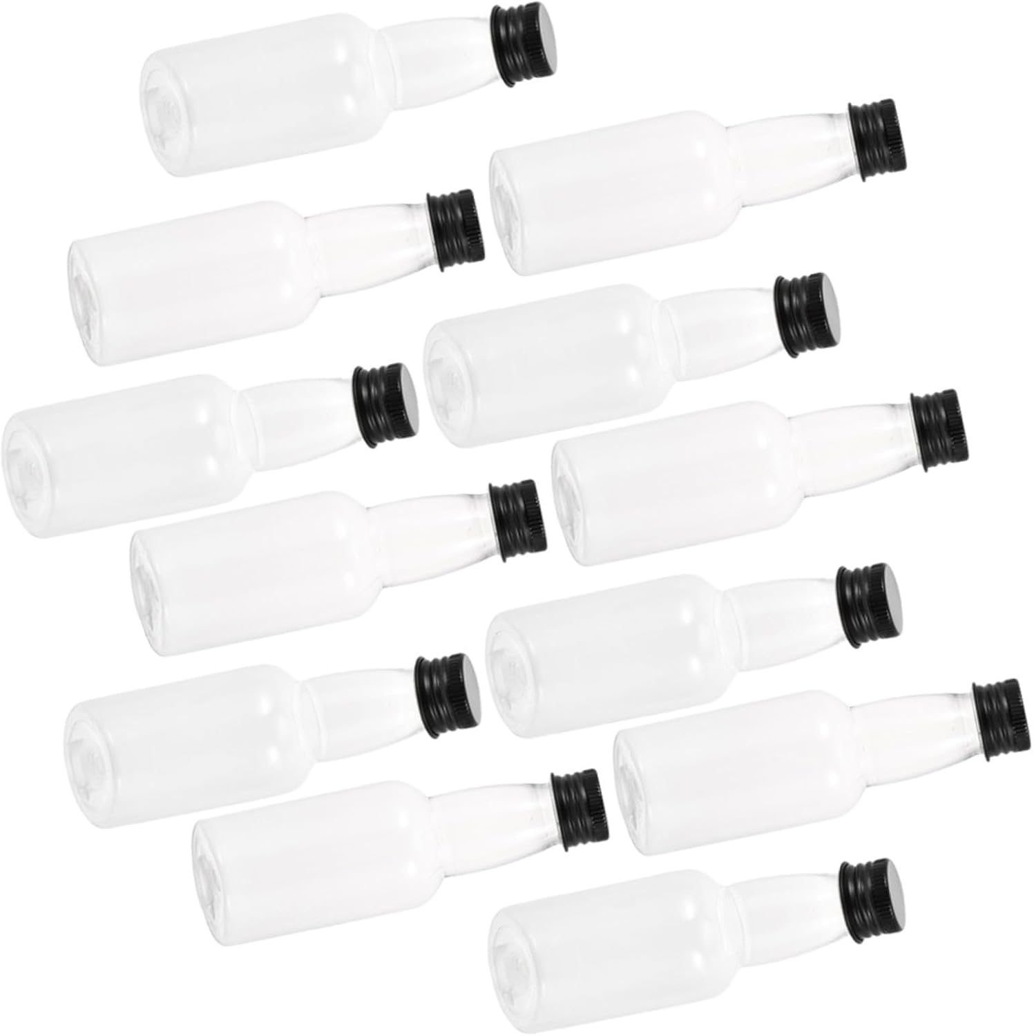 PRETYZOOM 50pcs Reusable Plastic Dispensing Bottles Lids Liquor Bottles for Outdoor