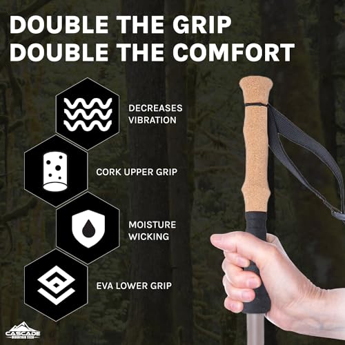 image for Cascade Mountain Tech Trekking Poles - 2 Piece Carbon Fiber Monopod Wa