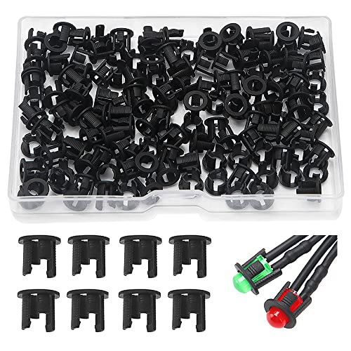 Lyeteung 150 Pièces 5mm Douilles Lampe LED en Plastique, Support de Diode LED, LED Encastrable Clip de Montage Support, Support de Diode de Douille de Lampe en Plastique, Noir Cover