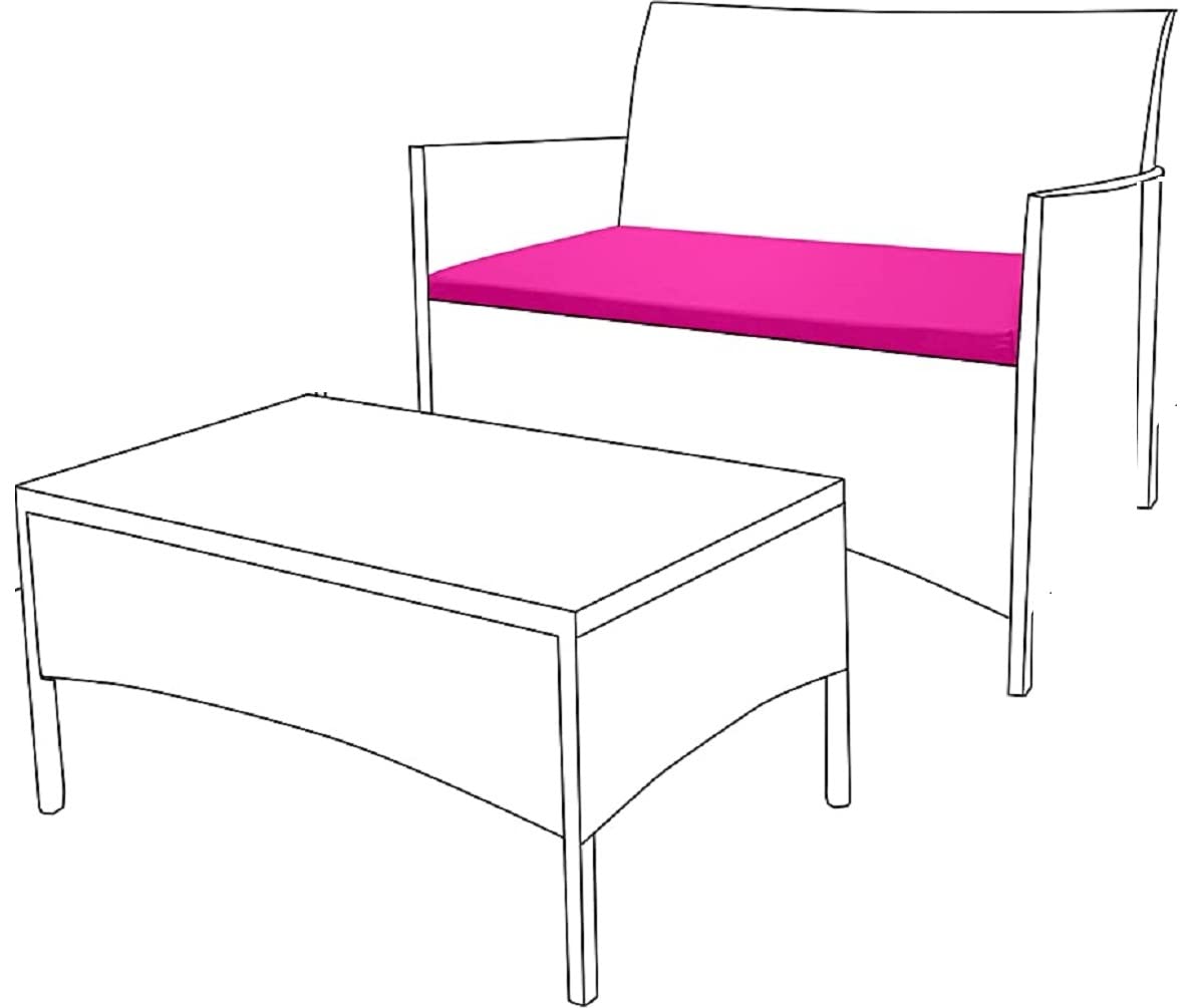 Soodie&Zuzu's Outdoor Rattan Garden Furniture Dining Chairs Water Resistant Patio Furniture Lightweight Durable Armchair Sofa Seat Cushion Pad Only, 2 Seater (Pack of 1, Pink)