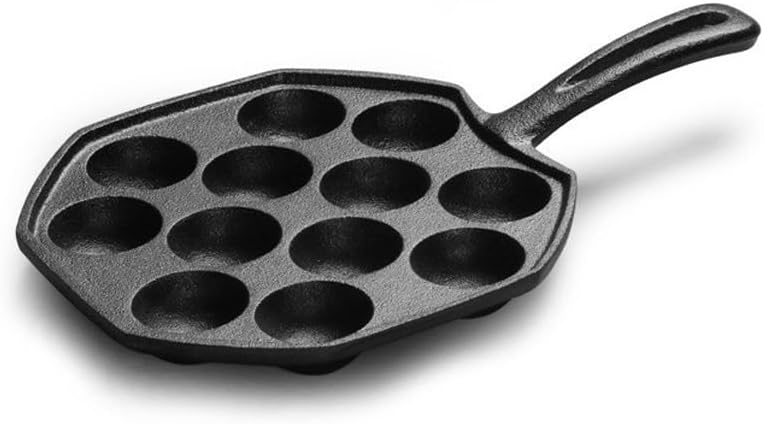 AMERTEER 12-Mold Cast Iron Takoyaki Pan | Non-Stick Baking Pan for Perfect Octopus Balls & Pancake Puffs | Durable, Easy-to-Clean Cookware | Ideal for Homemade Snacks and Fun Family Cooking
