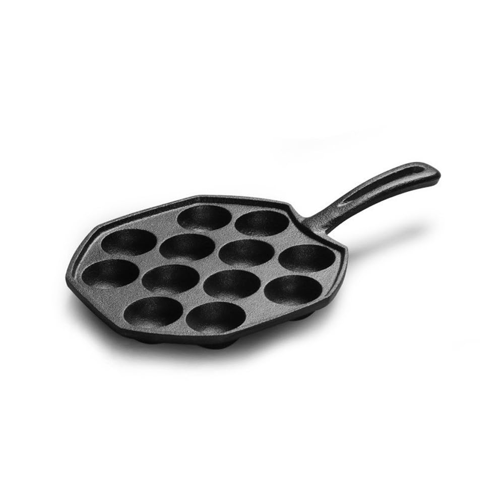 AMERTEER 12-Mold Cast Iron Takoyaki Pan | Non-Stick Baking Pan for Perfect Octopus Balls & Pancake Puffs | Durable, Easy-to-Clean Cookware | Ideal for Homemade Snacks and Fun Family Cooking