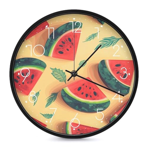 FekiLoot Retro Summer Watermelon Wall Clock Battery Operated Silent Non-Ticking